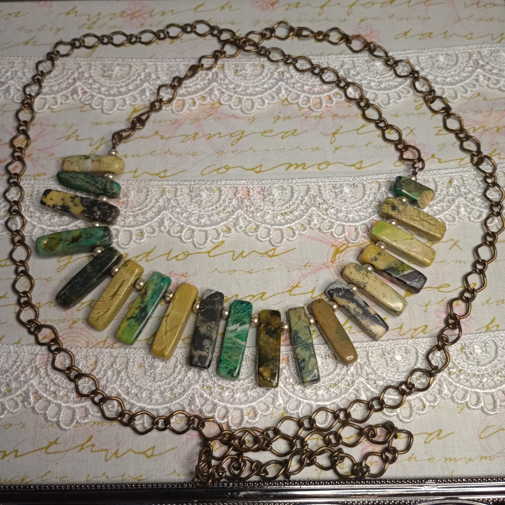 Natural Stone Statement Necklace - image 1